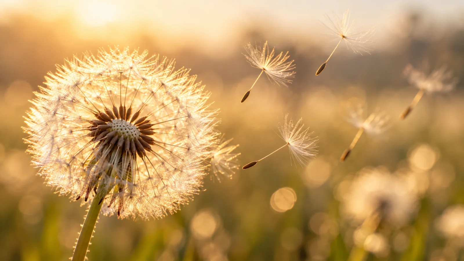 PLATZHALTER – Pusteblume im goldenen Gegenlicht (KI-generiert)